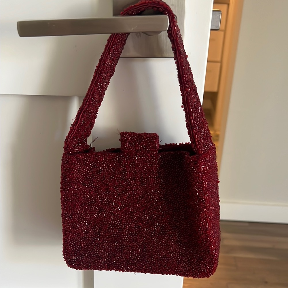 Moyna Red Beaded Mini Handbag